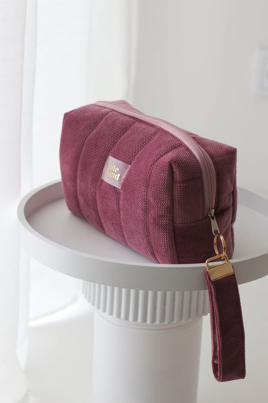 Kosmetyczka Welurowa pikowana - Plum
