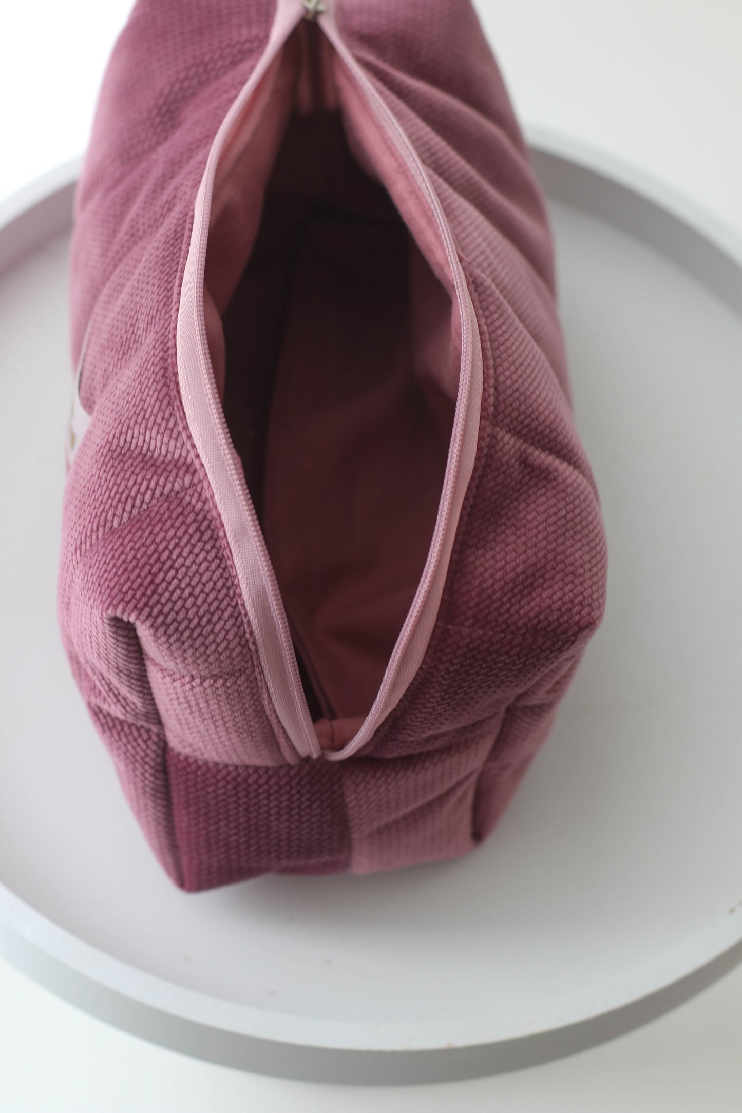 Kosmetyczka Welurowa pikowana - Plum